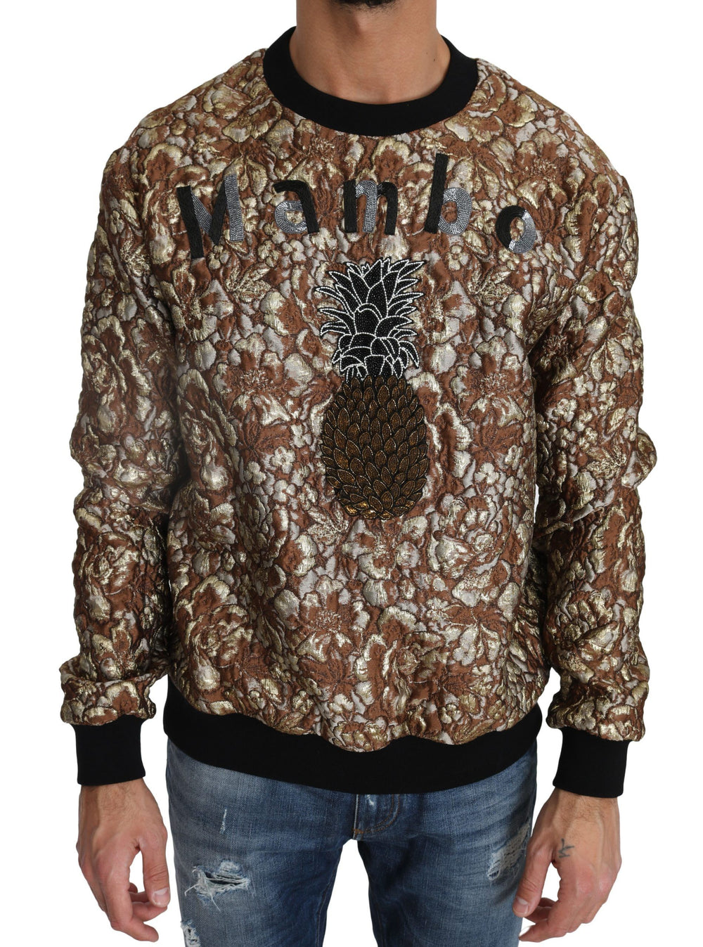 Dolce & Gabbana MAMBO Jacquard Pineapple Pullover Sweater in Multicolor