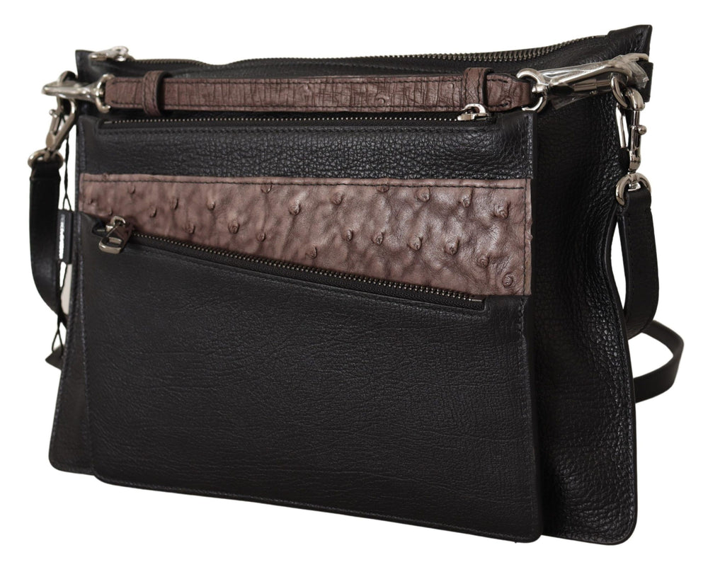 Dolce & Gabbana Alta Sartoria Exotic Leather Shoulder Sling Bag in Black