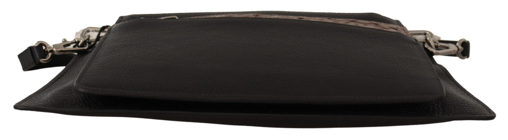 Dolce & Gabbana Alta Sartoria Exotic Leather Shoulder Sling Bag in Black