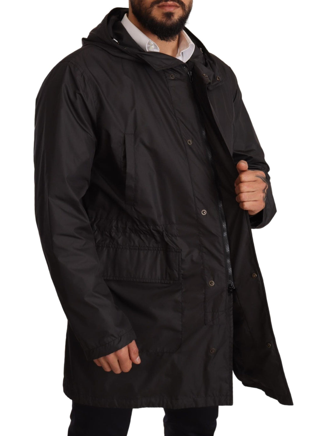 Dolce & Gabbana Hooded Blouson Coat in Black