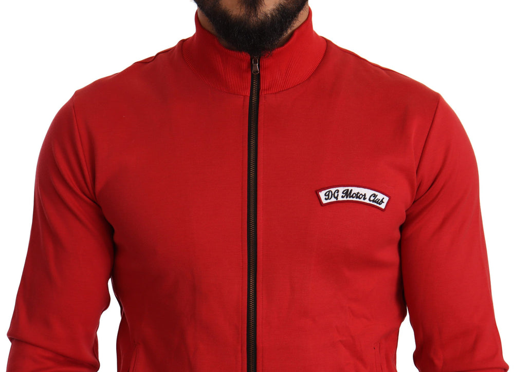 Dolce & Gabbana Cotton-Blend Full-Zip Sweater in Red