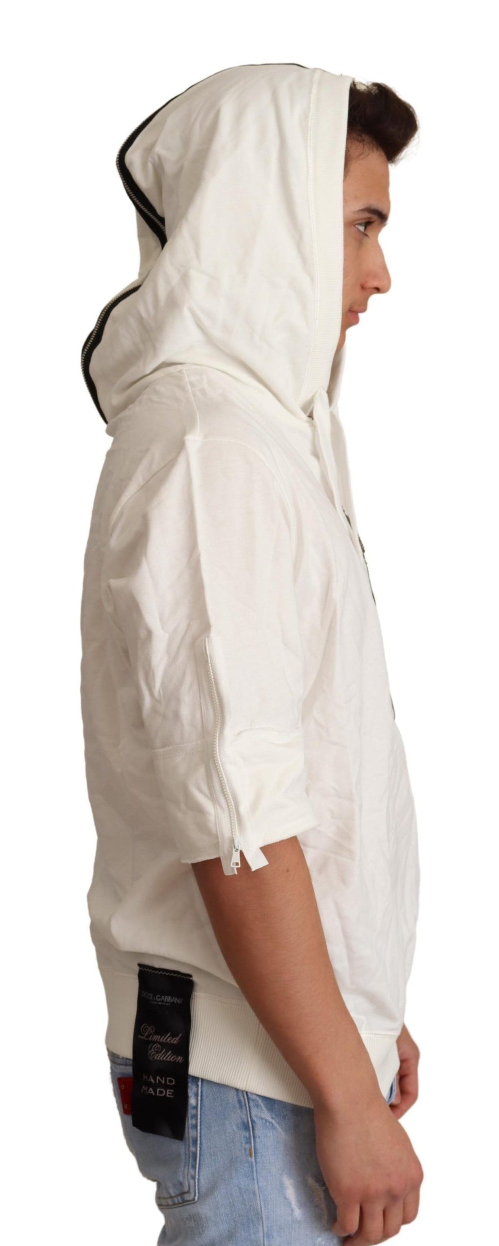 Dolce & Gabbana 100% Cotton Hooded Sweater in Off-White