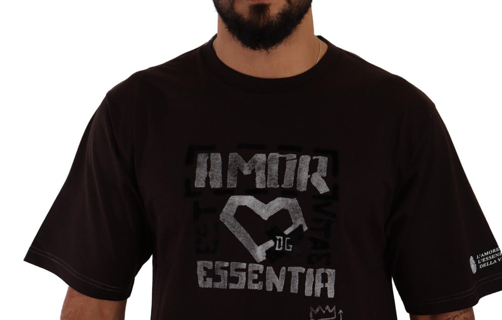 Dolce & Gabbana 100% Cotton L'Amore Print Crewneck T-shirt in Burgundy