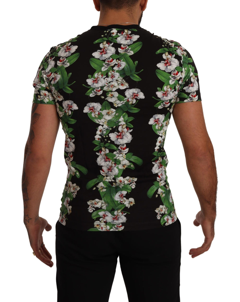 Dolce & Gabbana 100% Cotton Floral Print T-shirt in Black