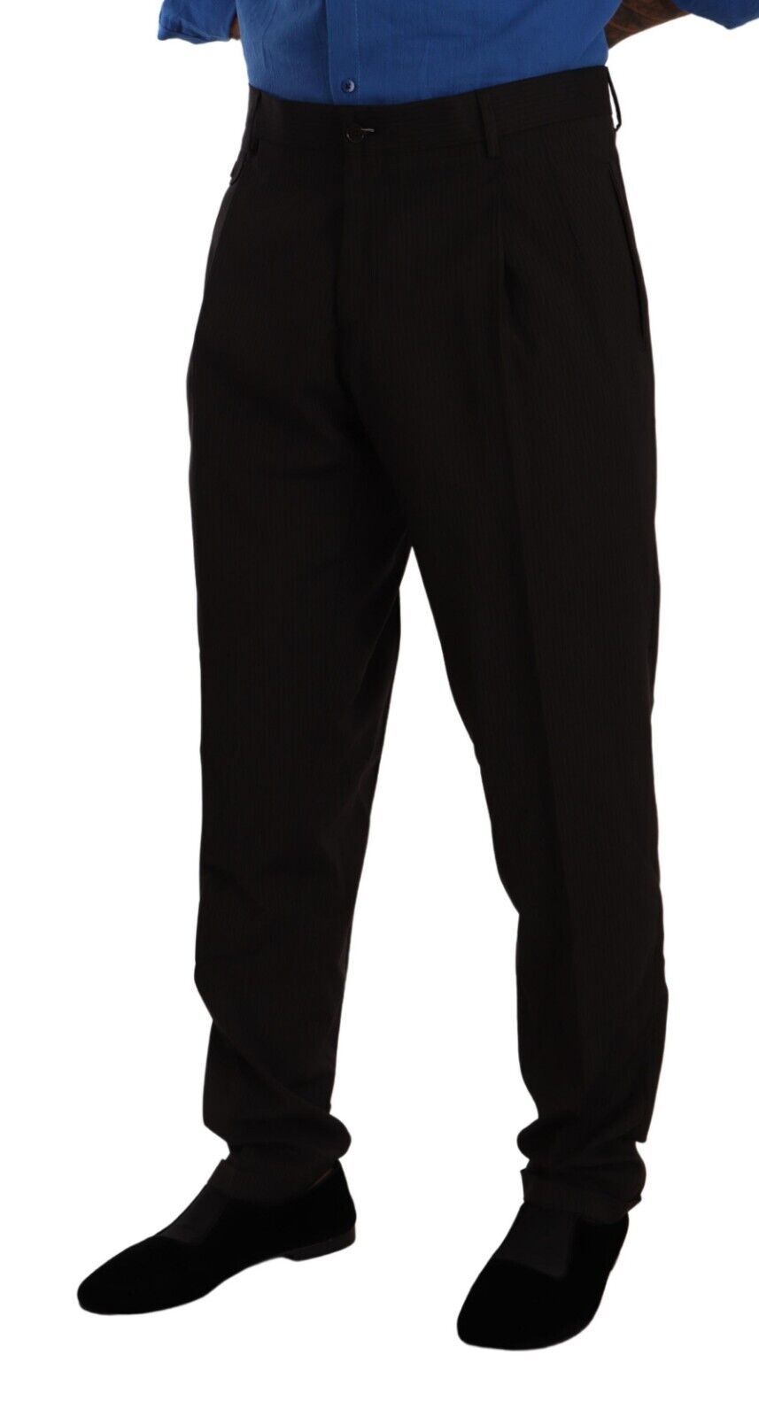 Dolce & Gabbana Virgin Wool Skinny Dress Trousers in Brown