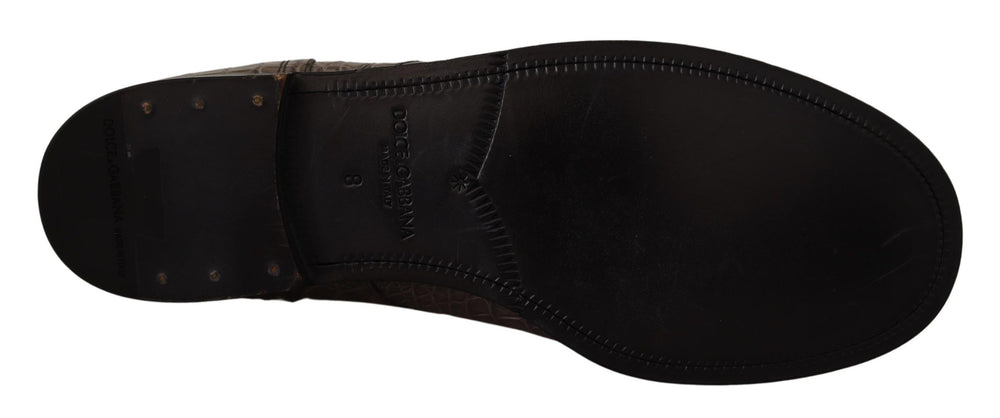 Dolce & Gabbana Crocodile Leather Derby Boots in Grey