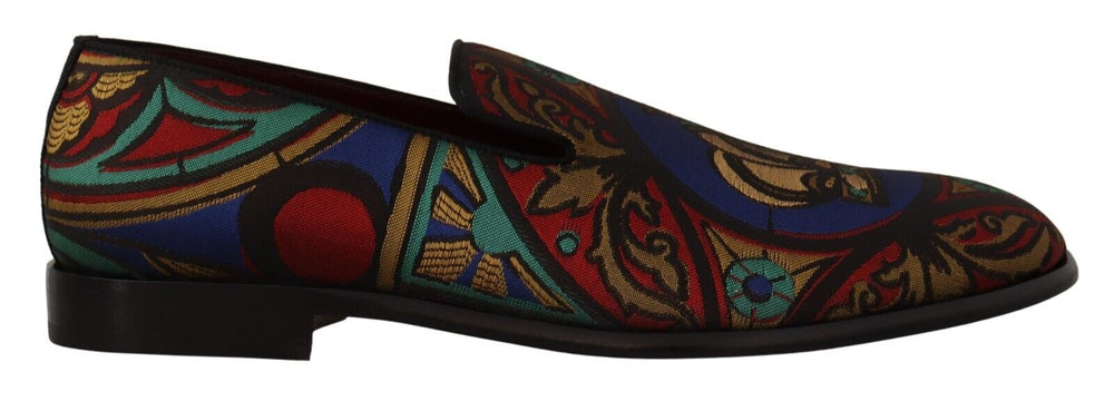 Multicolor Jacquard Crown Slippers Loafers Shoes mens luxury fashion - Mens Edit