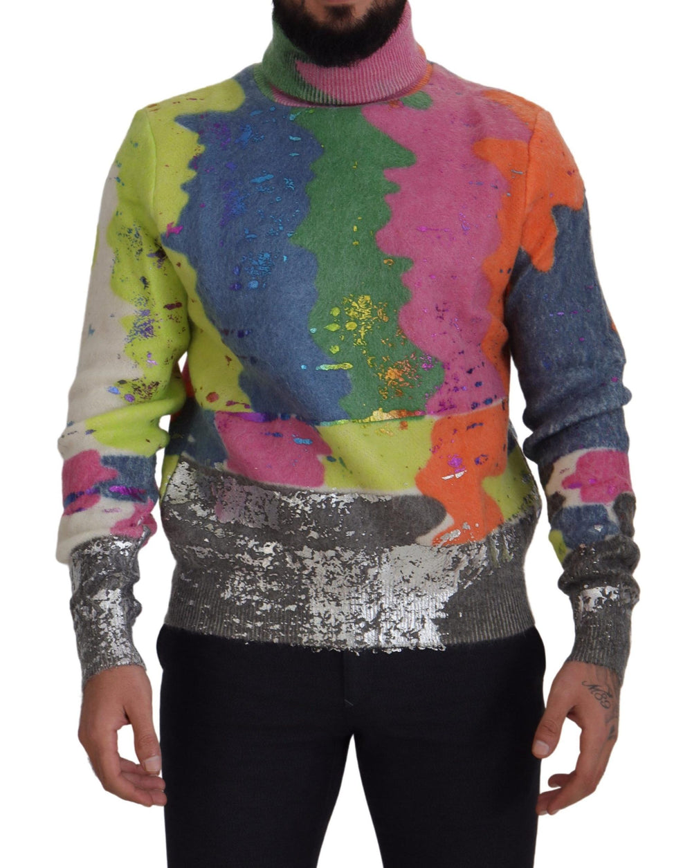Dolce & Gabbana Mohair Turtleneck Pullover in Multicolor