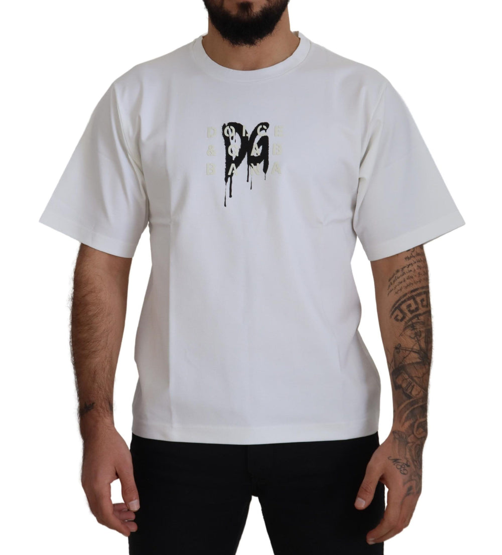 White Logo Print Cotton Crewneck T-shirt mens luxury fashion - Mens Edit