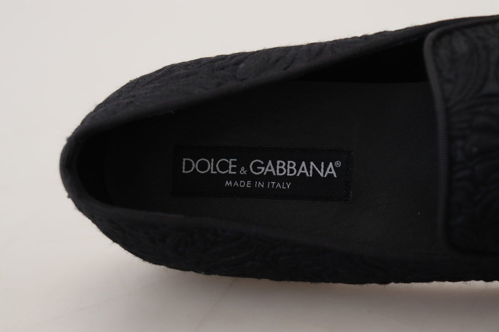 Black Floral Jacquard Slippers Loafers Shoes mens luxury fashion - Mens Edit
