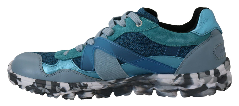 Dolce & Gabbana Leather Sport Low Top Sneakers in Blue Grey
