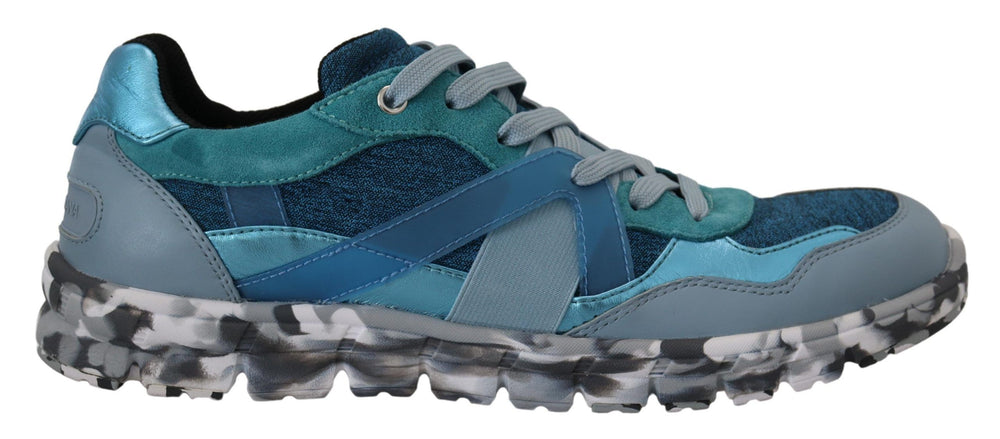Dolce & Gabbana Leather Sport Low Top Sneakers in Blue Grey