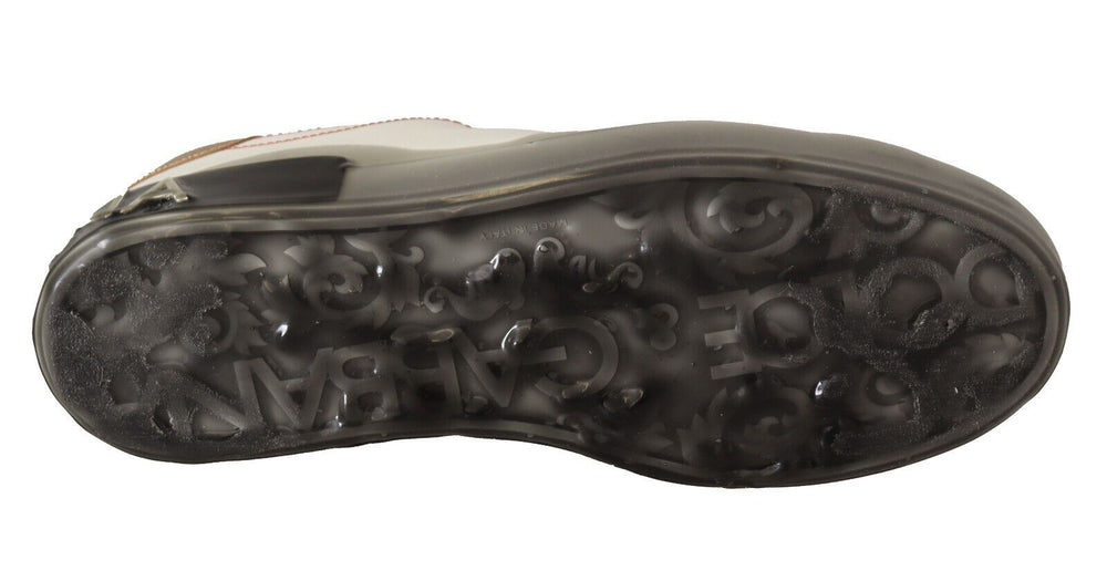 Dolce & Gabbana Leather Low-Top Sneakers in White and Gold