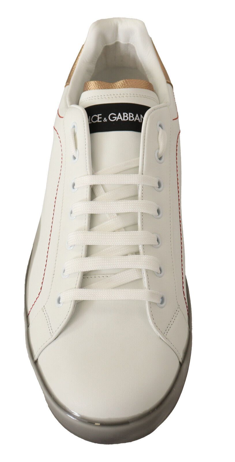 Dolce & Gabbana Leather Low-Top Sneakers in White and Gold