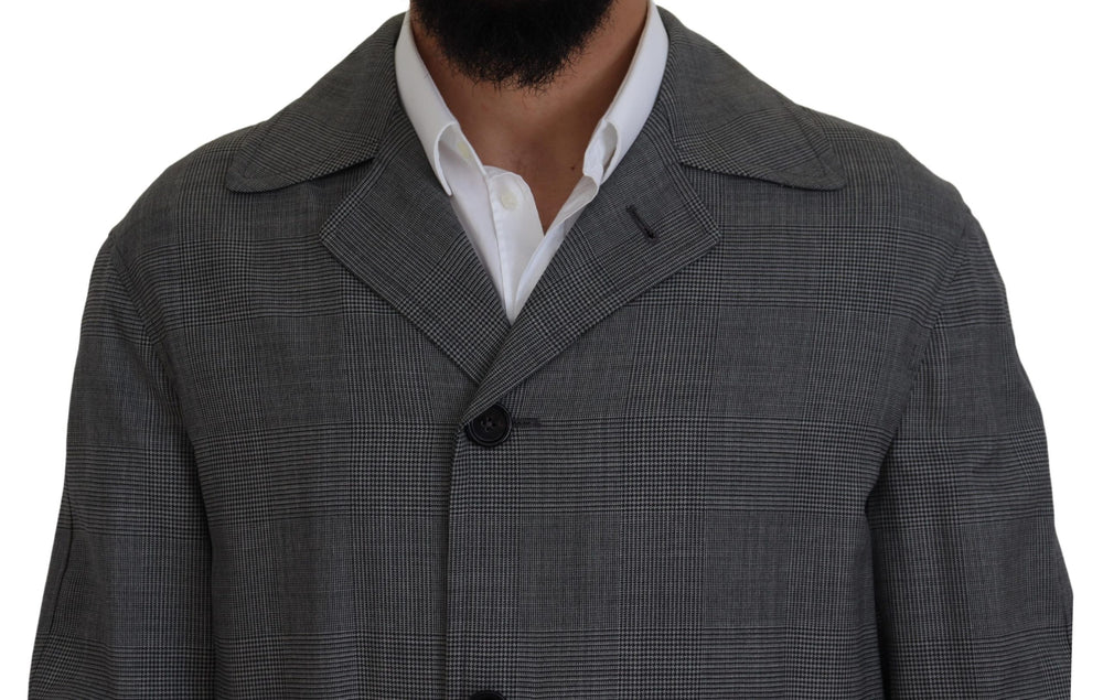 Dolce & Gabbana Wool Plaid Trench Coat in Grey