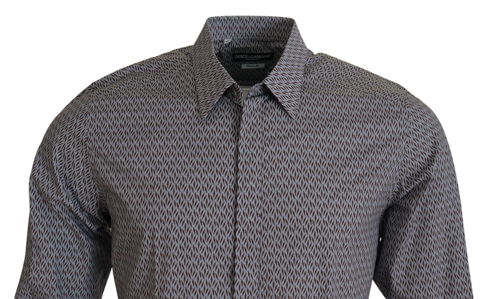 Dolce & Gabbana GOLD Slim Fit Dress Shirt in Grey-Brown Fantasy