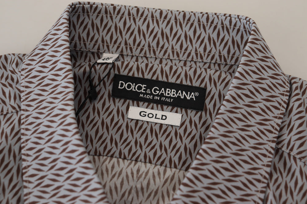 Dolce & Gabbana GOLD Slim Fit Dress Shirt in Grey-Brown Fantasy