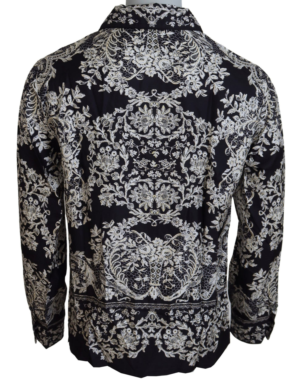 Dolce & Gabbana Silk Floral Baroque Satin Shirt in Blue