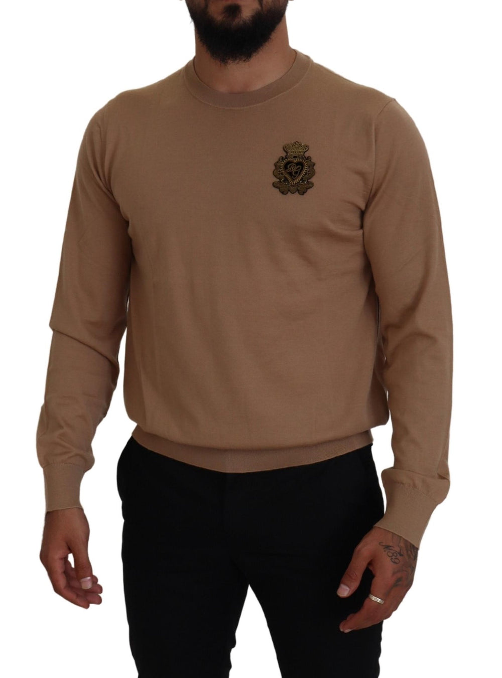 Dolce & Gabbana 100% Cashmere Crewneck Sweater in Beige