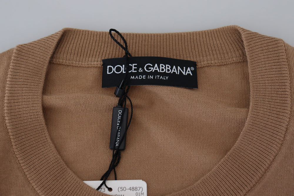 Dolce & Gabbana 100% Cashmere Crewneck Sweater in Beige