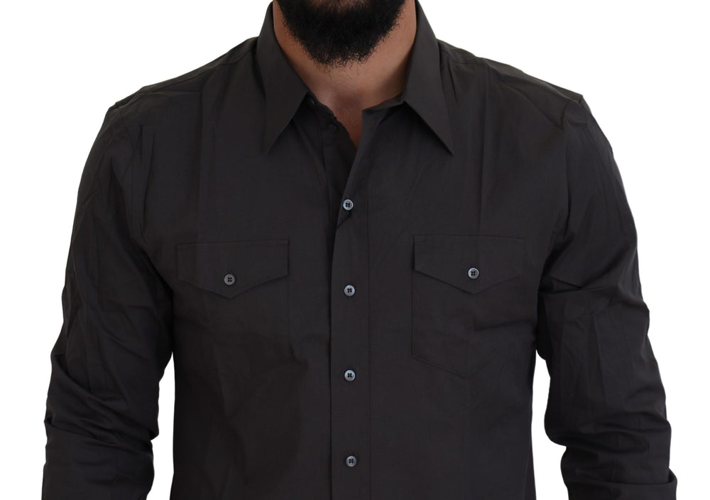 Dolce & Gabbana SICILIA Slim Fit Stretch Dress Shirt in Grey
