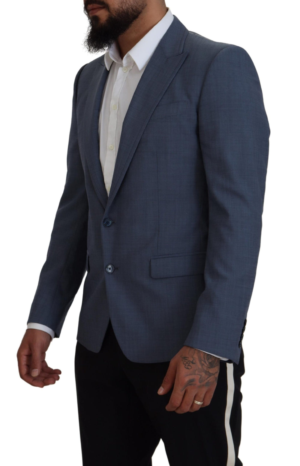 Dolce & Gabbana Wool Stretch Slim Fit Blazer in Blue