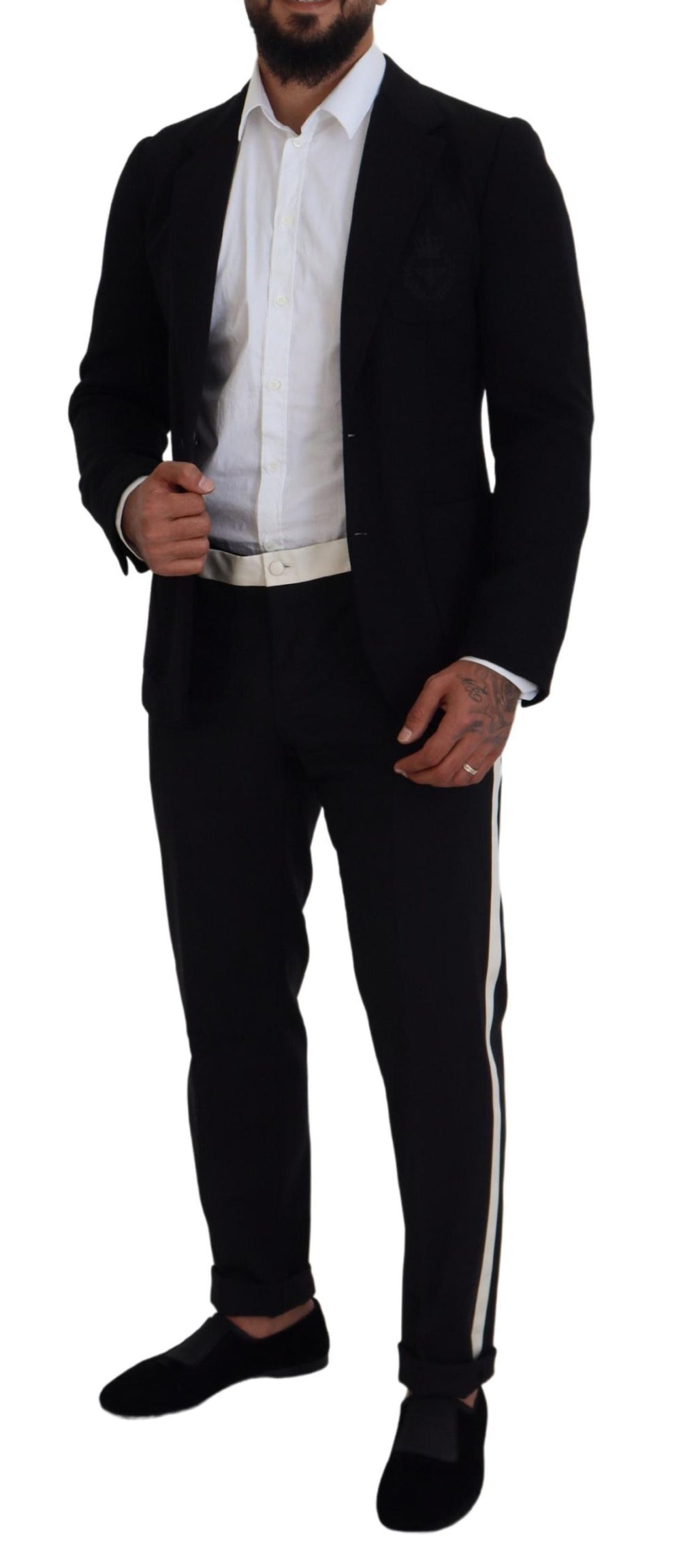Dolce & Gabbana 100% Wool Slim Fit Blazer in Black