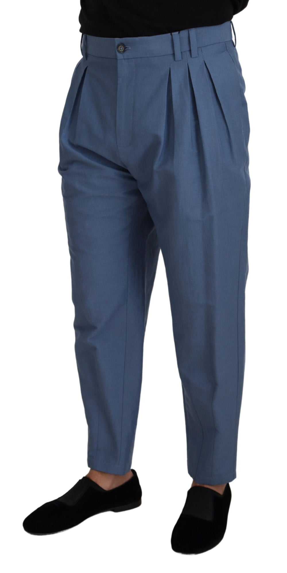 Dolce & Gabbana Linen Blend Formal Trousers in Blue