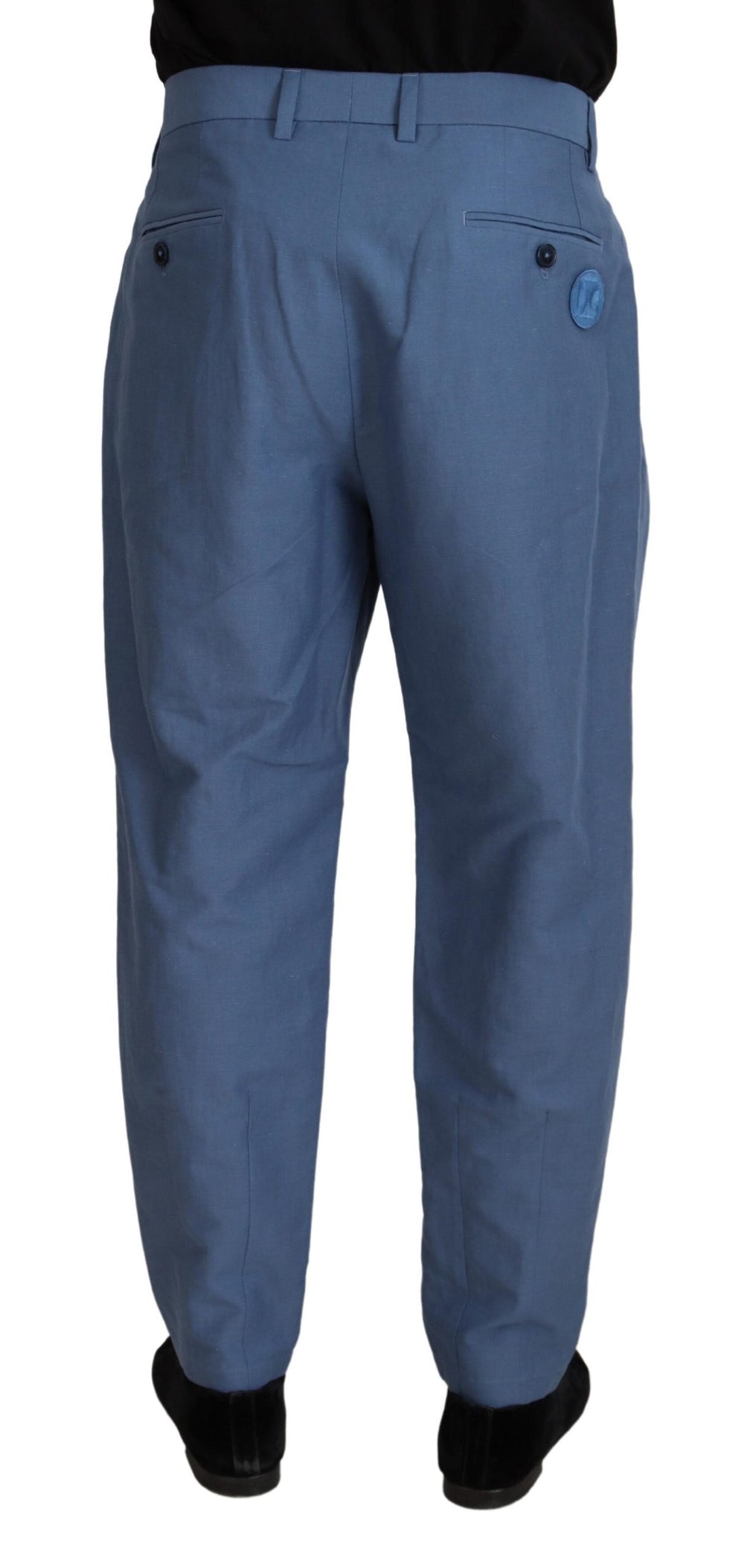 Dolce & Gabbana Linen Blend Formal Trousers in Blue