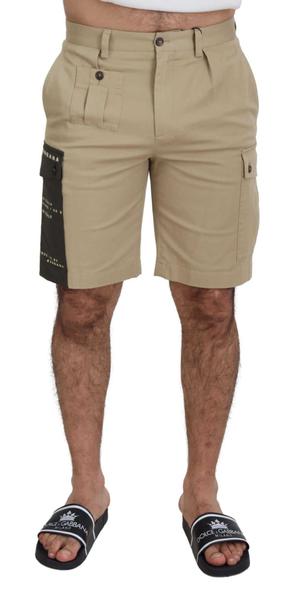 Dolce & Gabbana Cotton Cargo Bermuda Shorts in Beige
