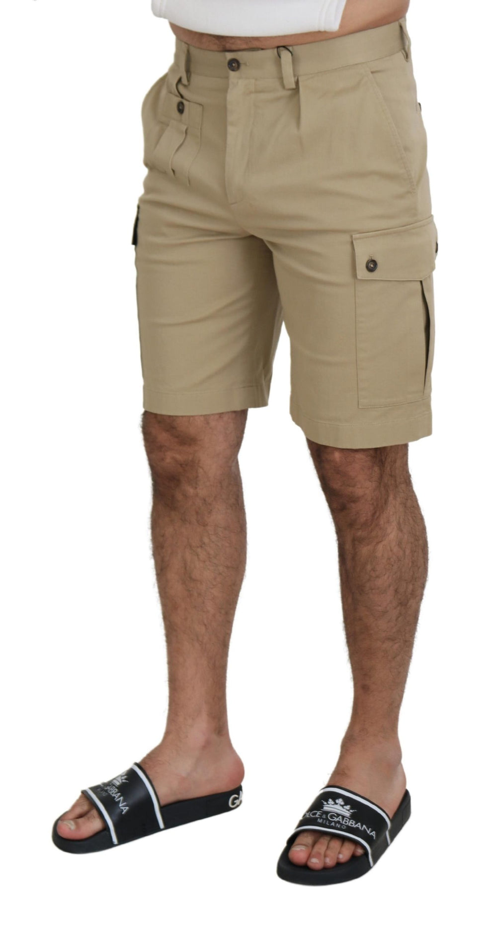 Dolce & Gabbana Cotton Cargo Bermuda Shorts in Beige