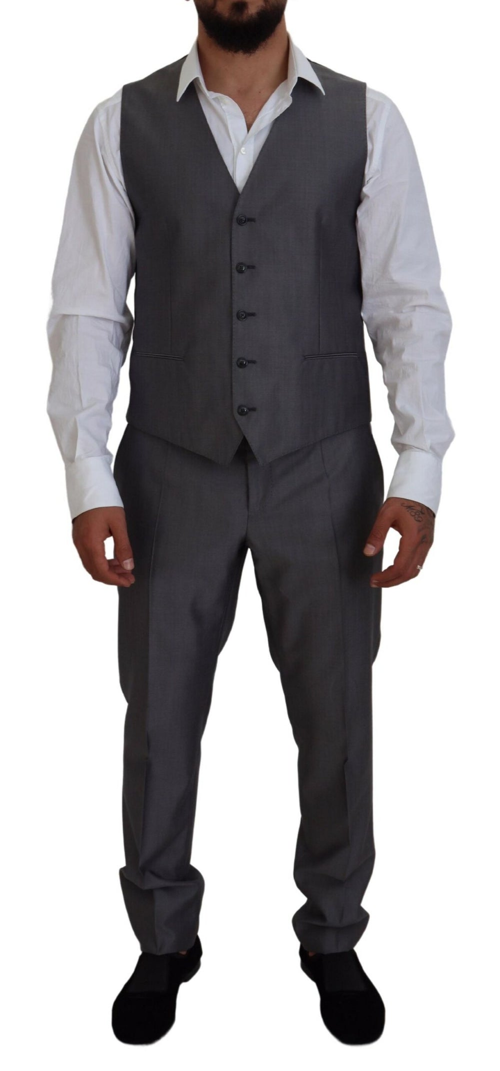 Dolce & Gabbana Wool and Silk SICILIA Three-Piece Suit in Grey
