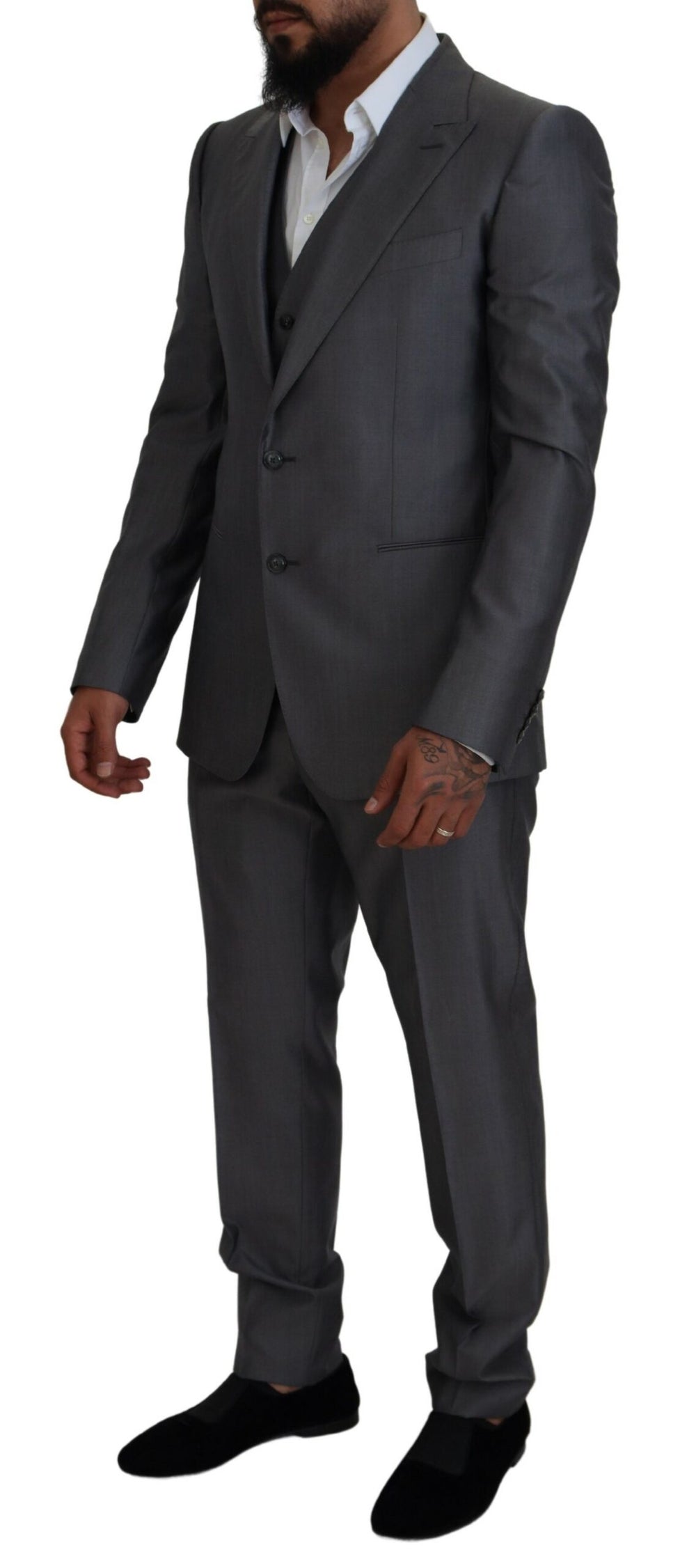 Dolce & Gabbana Wool and Silk SICILIA Three-Piece Suit in Grey