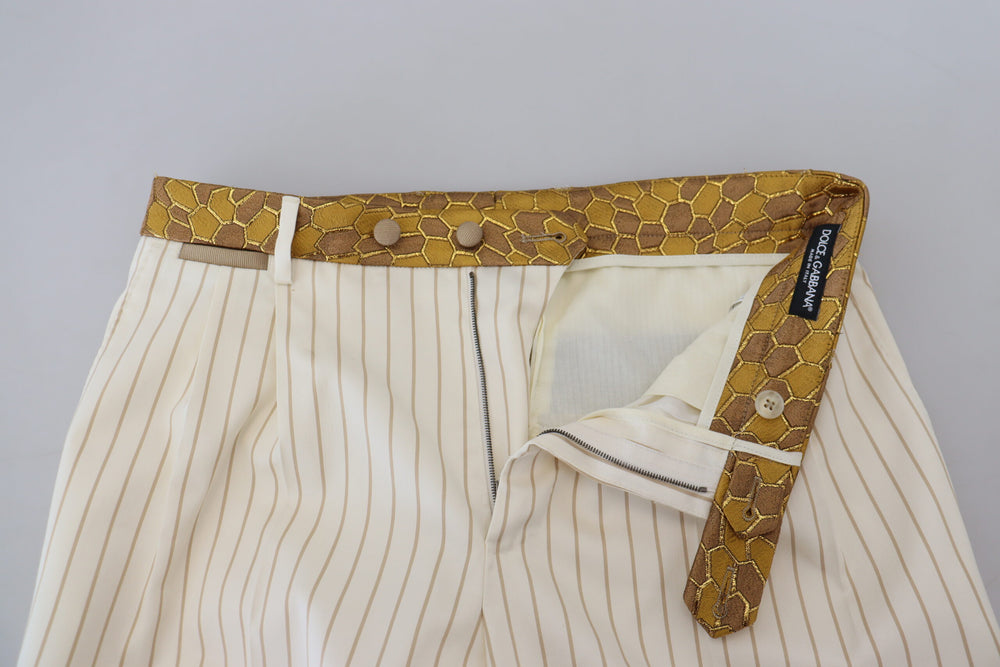 Dolce & Gabbana Off-White and Gold Double-Breasted Slim Fit Suit