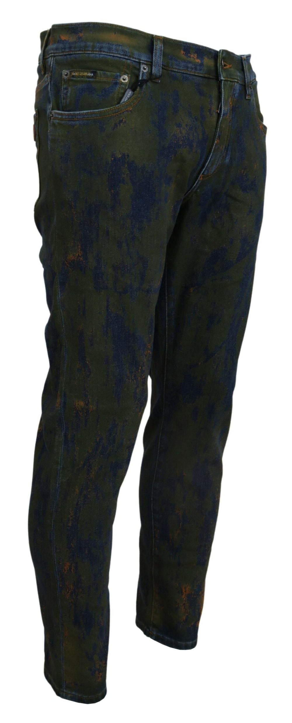 Blue Green Skinny Cotton Denim Jeans mens luxury fashion - Mens Edit