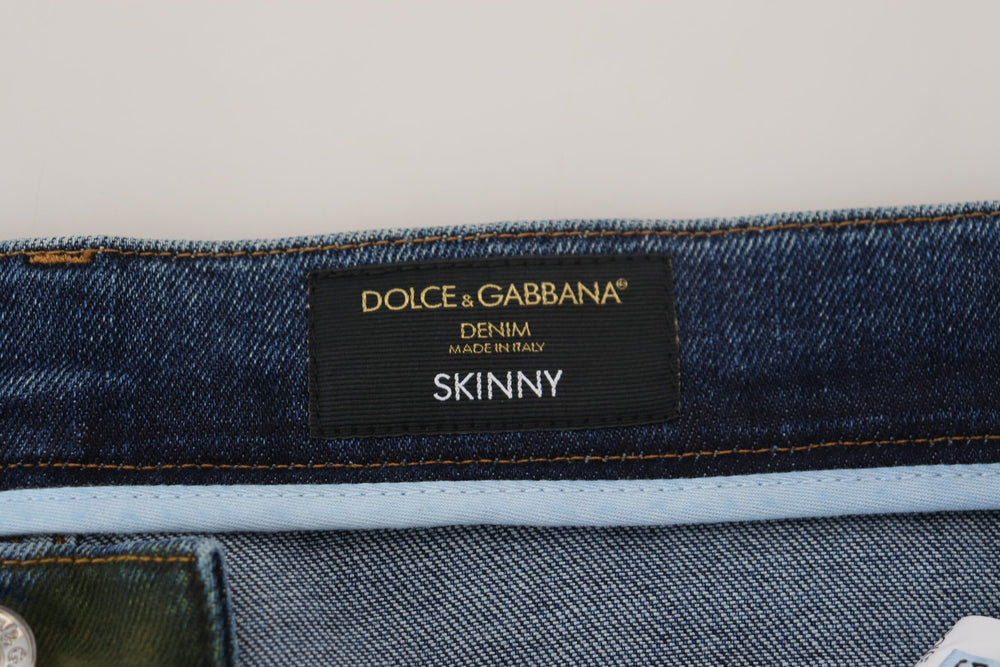 Dolce & Gabbana Skinny Cotton Denim Jeans in Blue-Green Wash