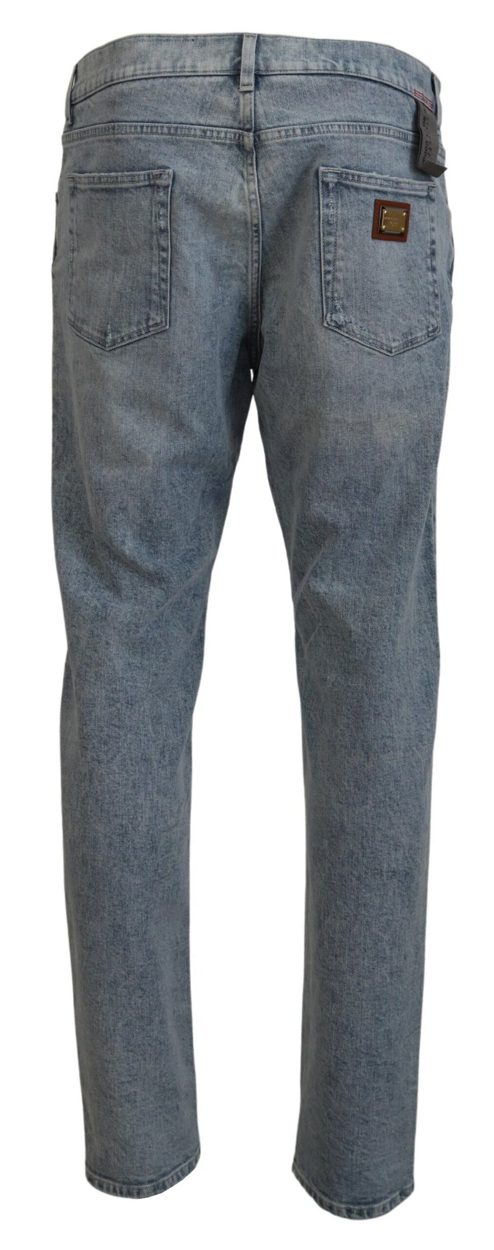 Dolce & Gabbana Slim Fit Cotton Denim Jeans in Light Blue Wash