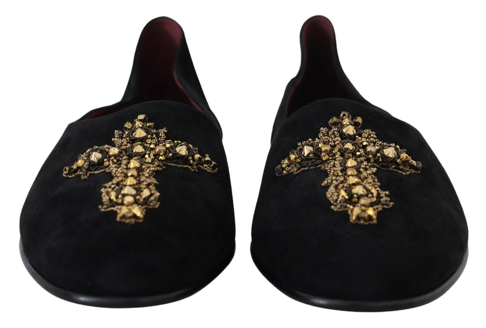 Dolce & Gabbana Suede Slip-On Loafers in Black