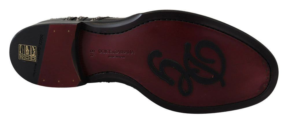 Dolce & Gabbana Leather Studded Derby Shoes in Black