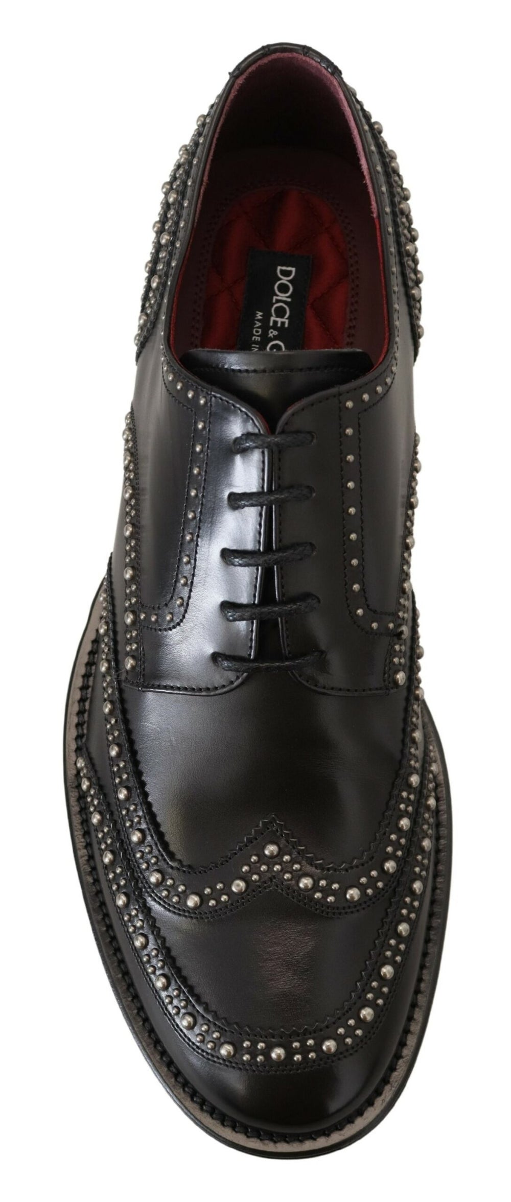 Dolce & Gabbana Leather Studded Derby Shoes in Black