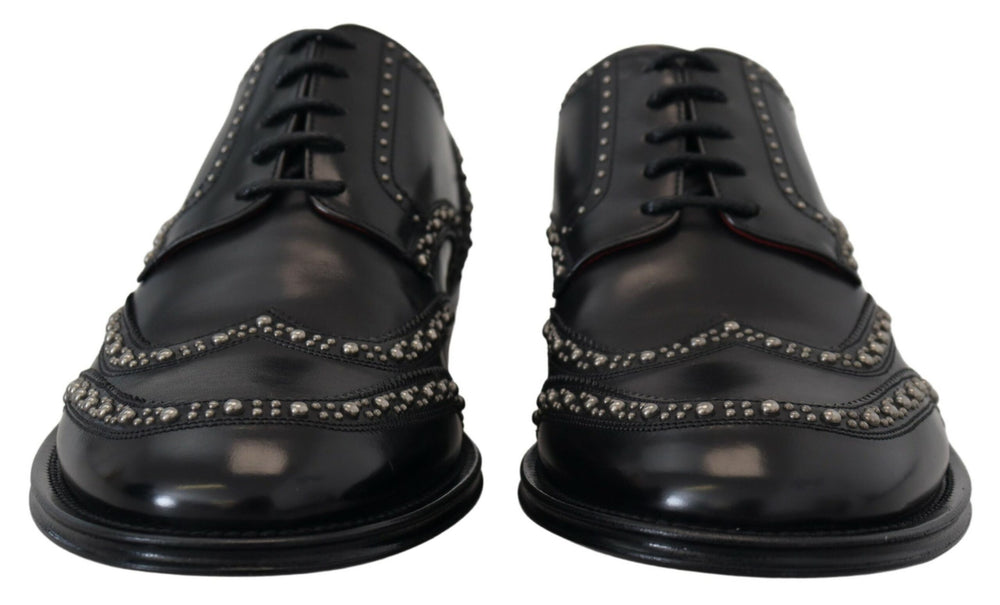 Dolce & Gabbana Leather Studded Derby Shoes in Black