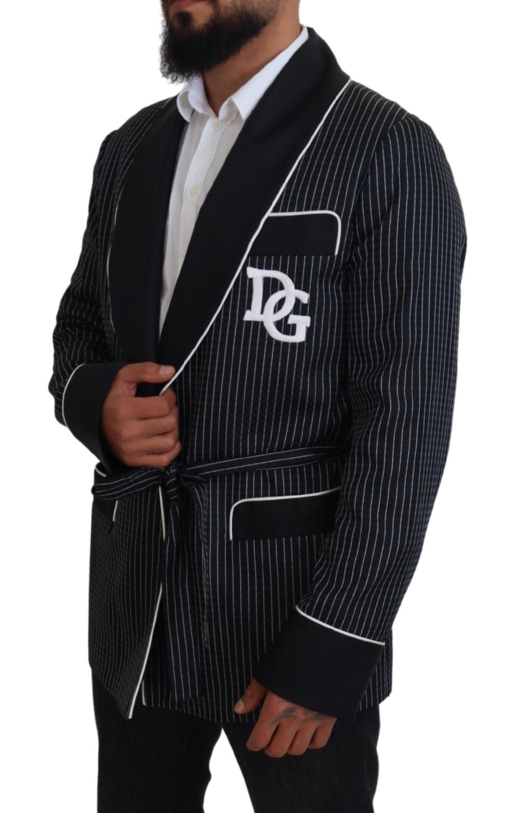 Dolce & Gabbana Striped Robe Blazer in Black and White