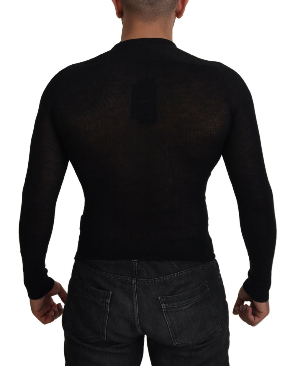 Dolce & Gabbana 100% Cashmere Button Pullover Sweater in Black