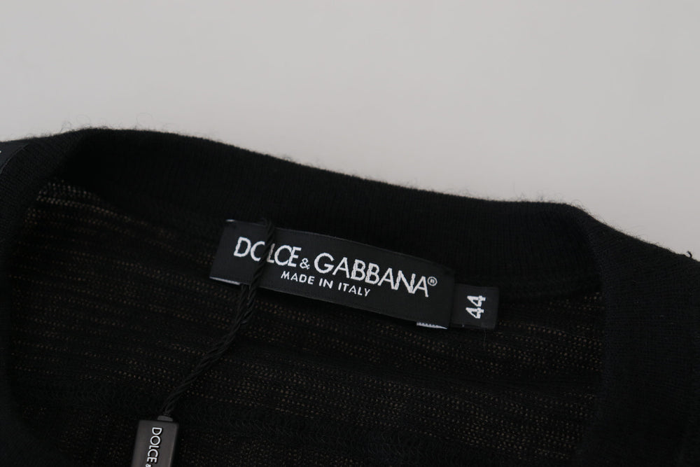 Dolce & Gabbana 100% Cashmere Button Pullover Sweater in Black