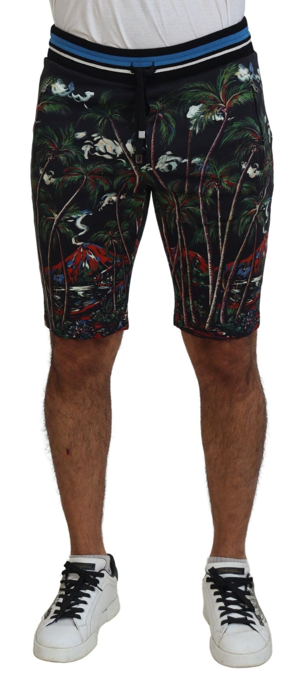 Black Cotton Volcano Print Casual Shorts mens luxury fashion - Mens Edit