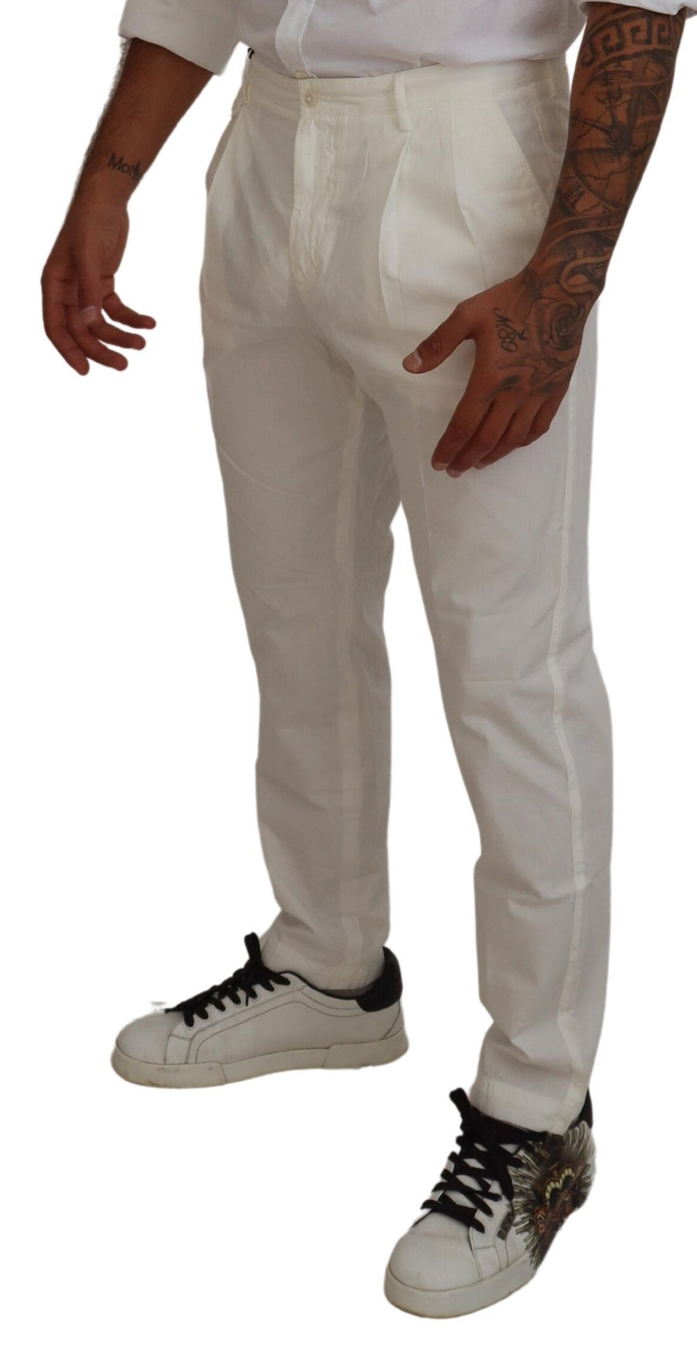 Dolce & Gabbana Cotton Chino Trousers in White