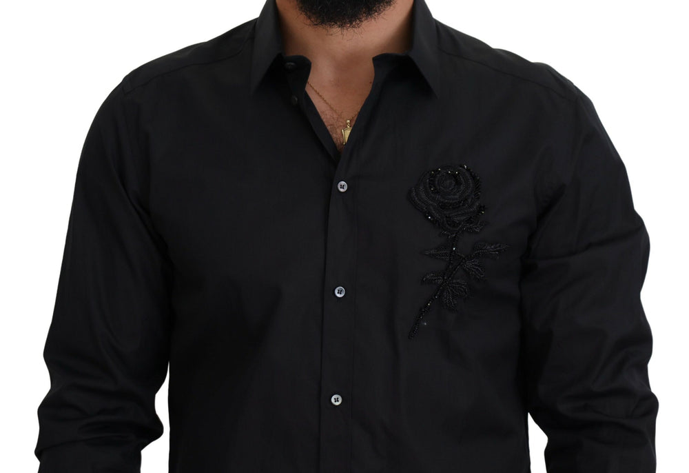 Dolce & Gabbana Slim Fit Cotton Shirt in Black