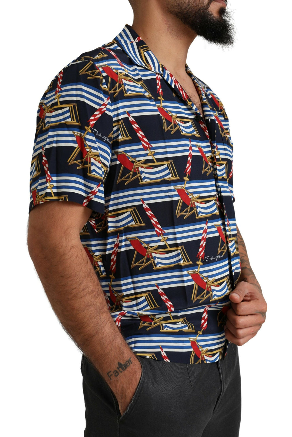 Dolce & Gabbana 100% Silk Short-Sleeve Shirt in Multicolor