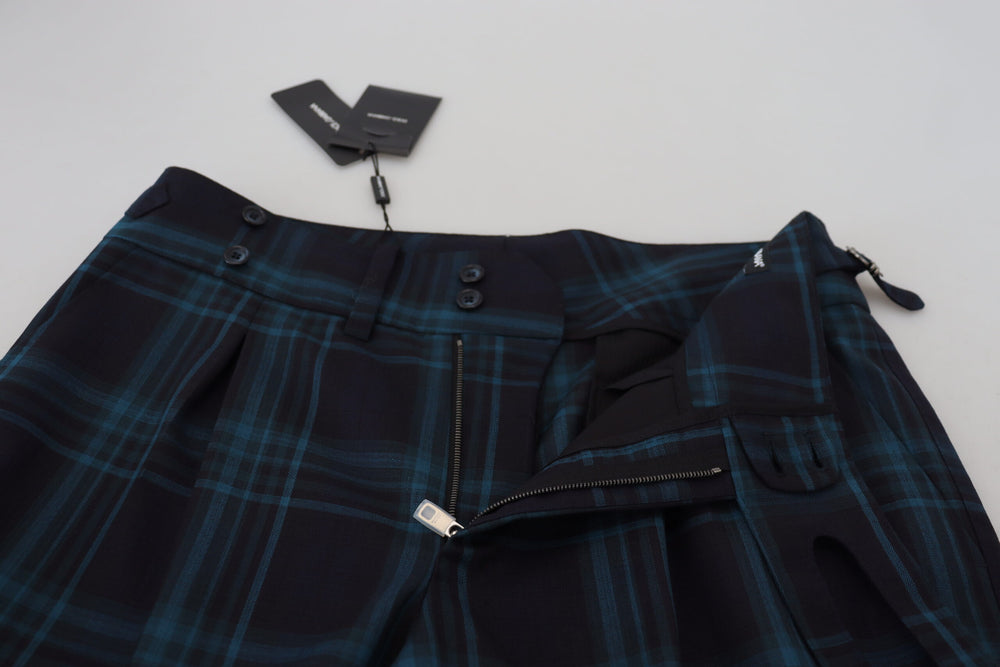 Dolce & Gabbana Wool Trousers in Blue Purple Plaid