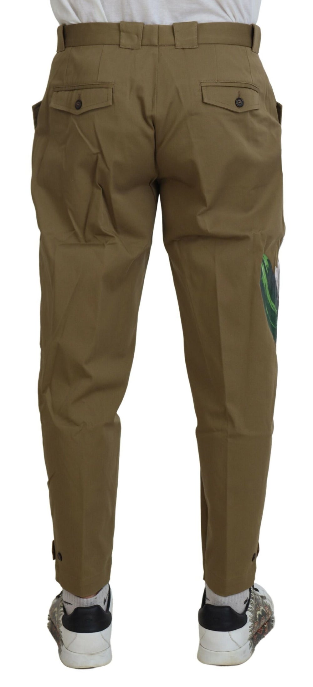 Dolce & Gabbana Floral Cotton Chinos in Beige